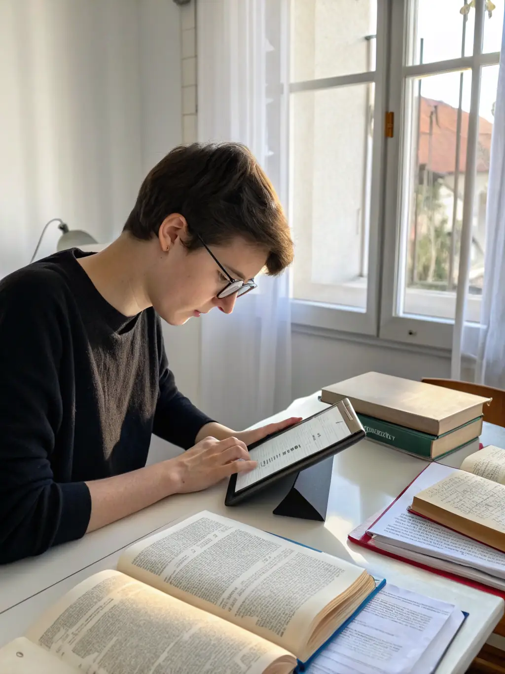 A clear, focused image of a person working on a complex task with a sharp, engaged expression, representing sustained cognitive function and mental clarity.